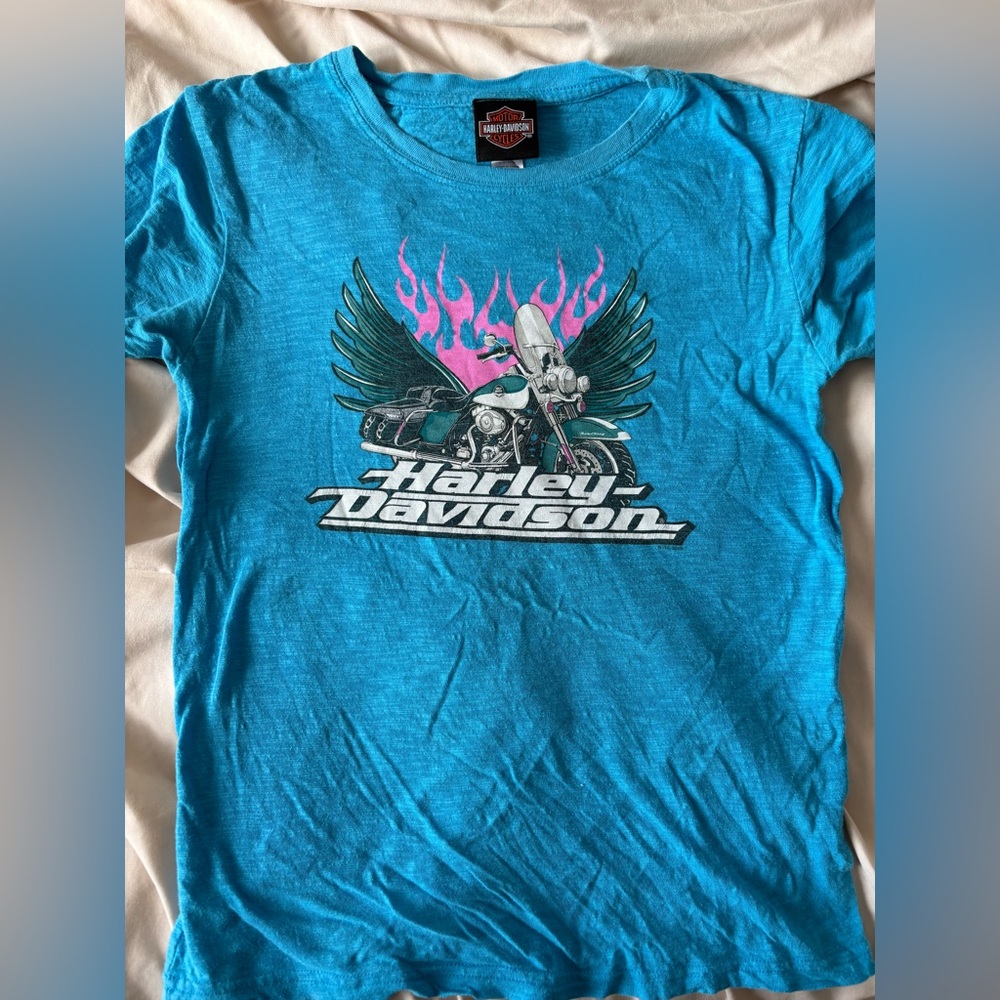 🔥2 for $10🔥 Harley-Davidson Kids size large Blue Graphic T-Shirt